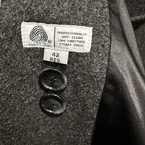 Vtg London Fog Wool Trench Coat Mens 42 Regular Gray Long Sleeve Pocket Buttons - Picture 3 of 18