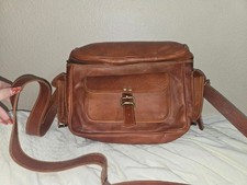 Vintage Brown leather Messenger camera Bag-Shoulder Strap, Buckle Closures