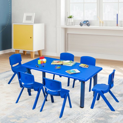 6-pack Kids Plastic Stackable Classroom Chairs Indoor/Outdoor Kindergarten Blue - Bild 5 von 10