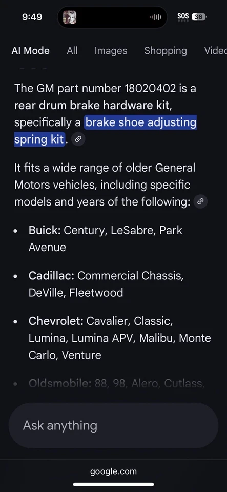 Genuine 18020402 GM 1992-2005 Chevrolet Oldsmobile Drum Brake Adjusting Spring - Image 3 of 4