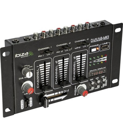 IBIZA DJ21USB-MKII DJ MISCHPULT MIT USB MEDIA MP3 PLAYER EVENT BÜHNE MUSIK DJ