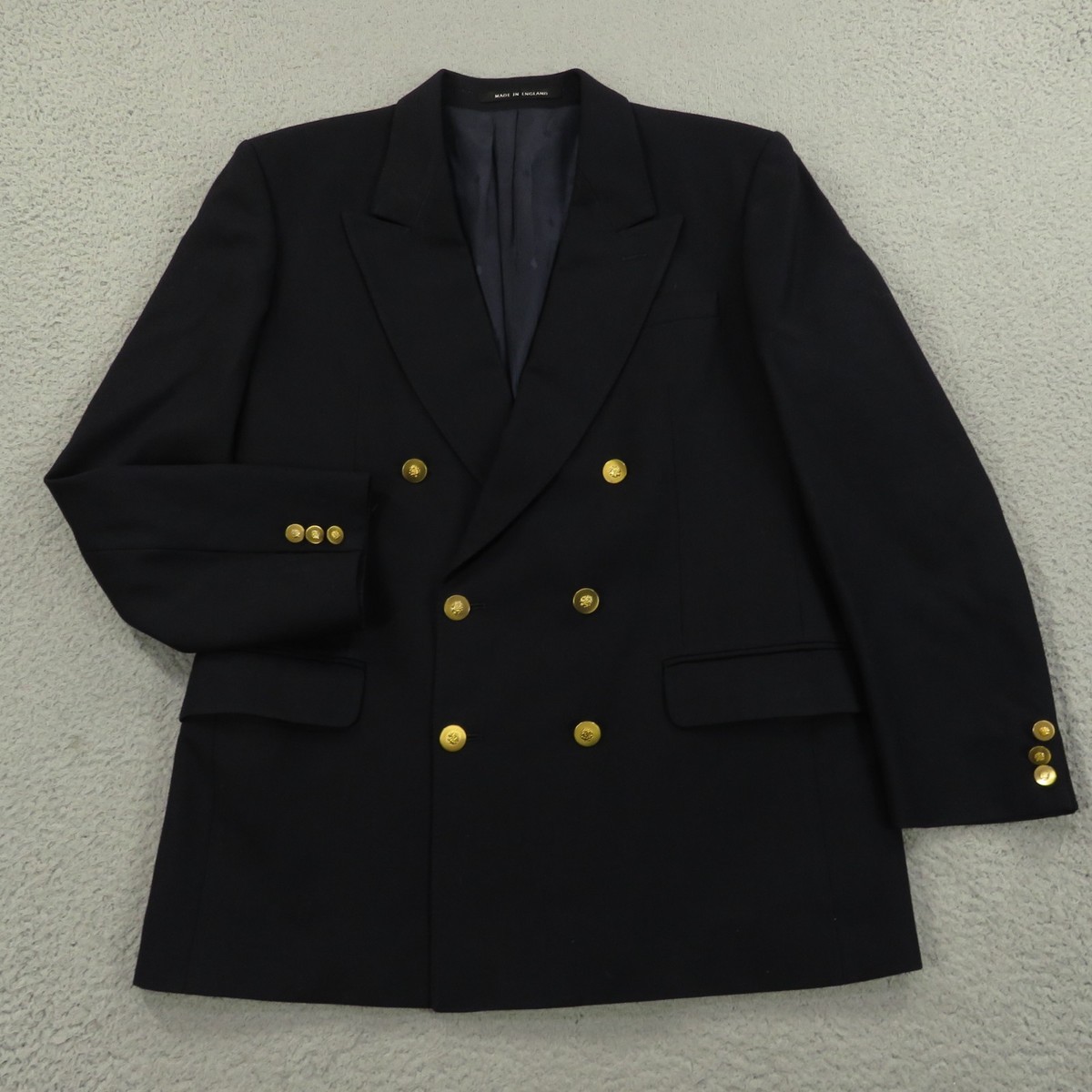 Double Breasted Blazer 40R Navy Gold Button Made in England 6 Double Breasted Blazer 40R Navy Gold Button Made in England 6