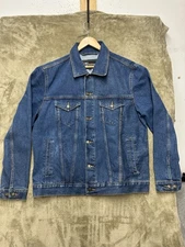 Blue Denim Motorcycle Jacket Heavy Duty Button Front Vance Leather XL