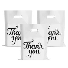 100 Pcs 12x15 Inch Thank You Bags with Handles for Goodie Boutique Retail Party