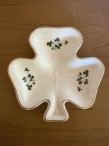 Vintage Carrigaline Pottery Co. Cork Ireland Clover Shamrock Plate Trinket Dish