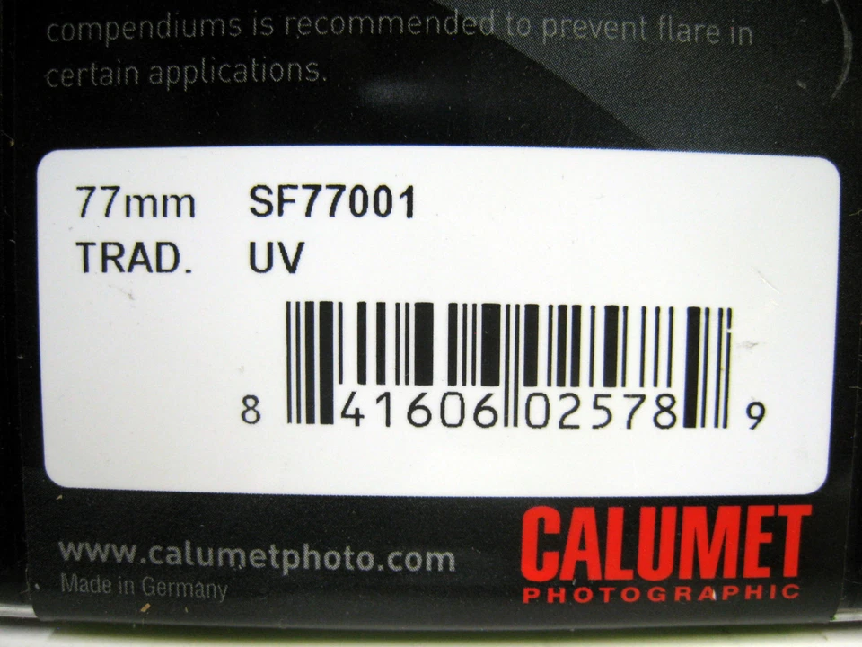 New Calumet 77mm Traditional Uncoated UV Glass Filter # SF77001 - Image 2 of 3