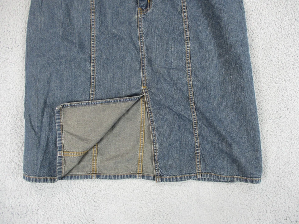 GAP Skirt Denim Womens 12 Blue Jean Dark A Line Knee Length Split Cotton Classic - Image 4 of 4