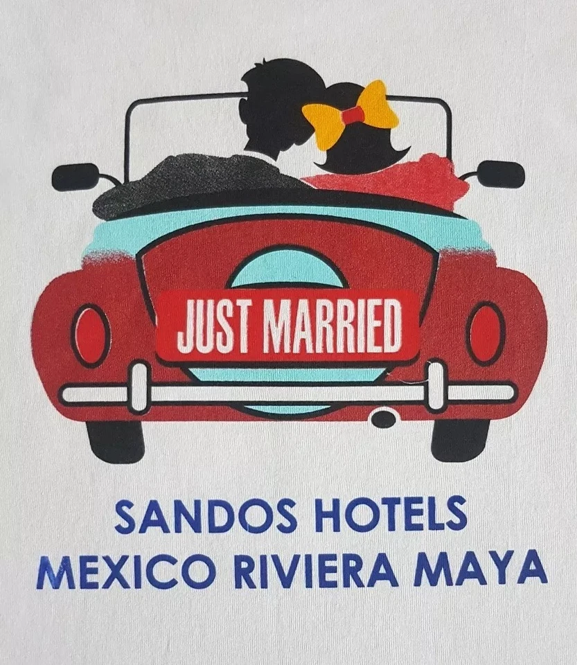 Комплект из 2 EuroComfort футболка только что женился Ривьера майя Мексика белый средний  - Изображение 2 из 4