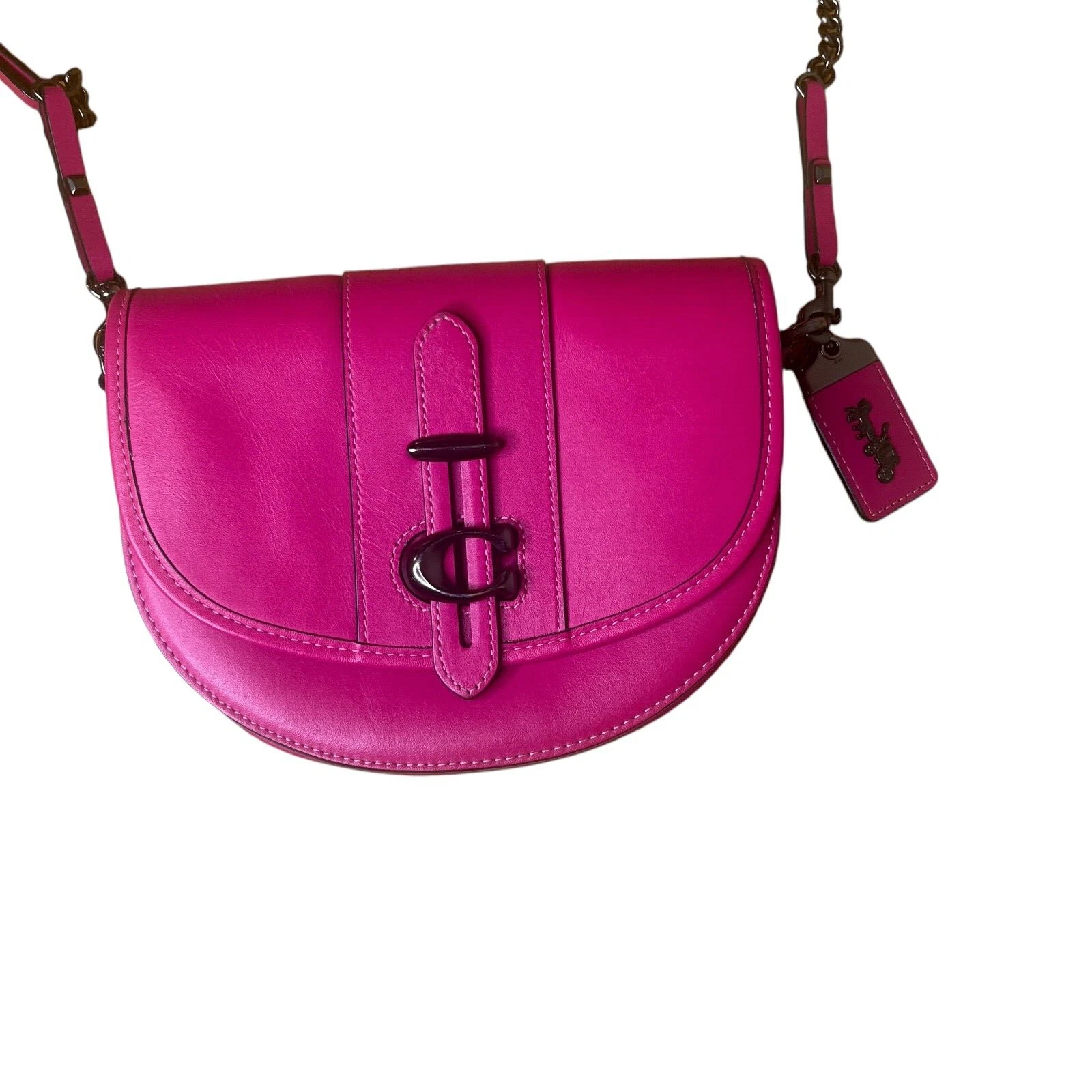 COACH 1941 Sella donna cadetto rosa fucsia 20 pelle conciata a guanto #47924 usata in ottime condizioni