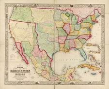 20" x 24" 1847 Map of New map of The United States and Mexico