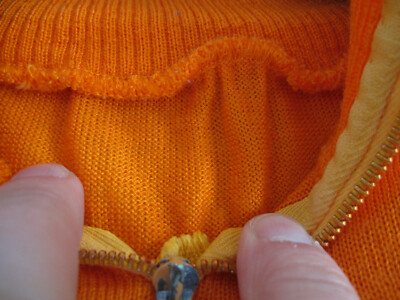 Maillot Cycliste Vintage BIC Années 70 - Orange Acrylique, Taille M, Manches Courtes