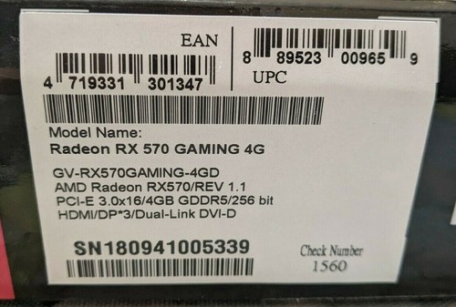 Gigabyte RX570 Gaming Video Card 4GB HDMI/DP*3/Dual-Link DVI-D - Picture 6 of 7
