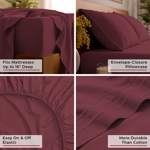 Mellanni 4-Piece Bed Sheet Set, Deep Pocket, Wrinkle, Stain Resistant Microfiber - Picture 56 of 170