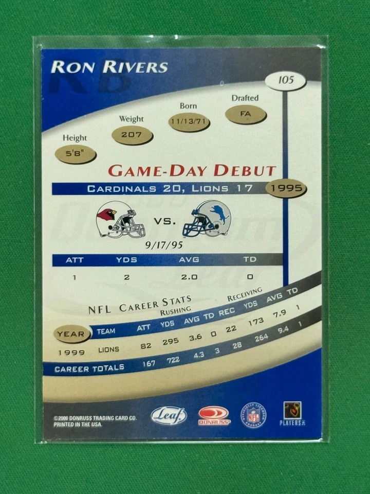 2000 Quantum Leaf Football Ron Rivers #105 - Image 2 of 2