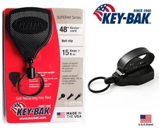 Key-Bak SUPER48 Retractable Key Holder Leather Belt Loop Heavy Duty 48” Cord