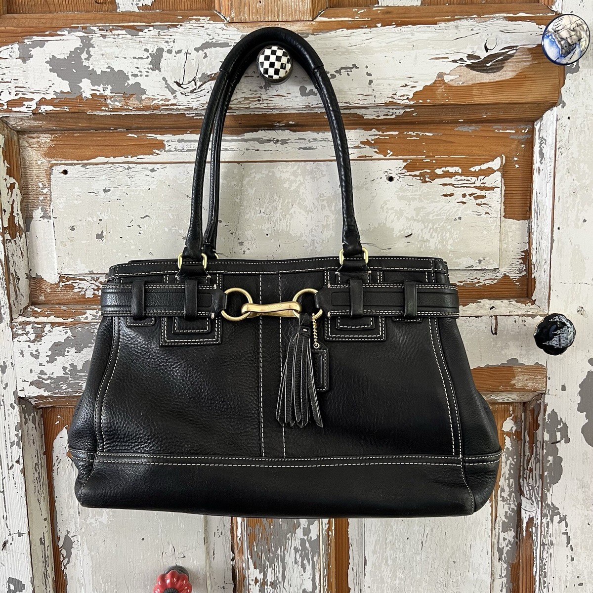 1162 Coach Hampton Pabbled Leather Bag