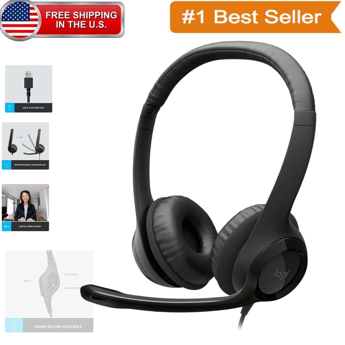 Usb Headset Best Headset With Microphone Wireless H390 USB Wired