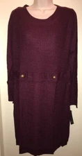 AB STUDIO Women's Cable-Knit Sweaterdress "BORDEAUX" Size XL NEW Tag Winter Warm