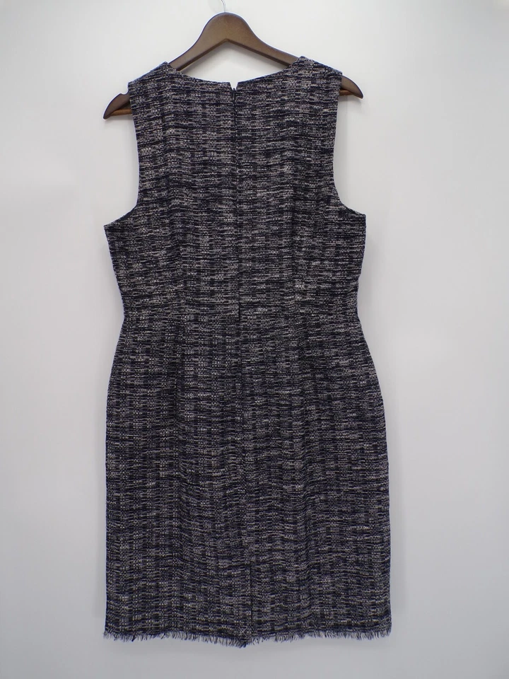 Vestido vaquero J Crew para mujer tweed con flecos sin mangas azul blanco talla 12 Foto 3 de 4