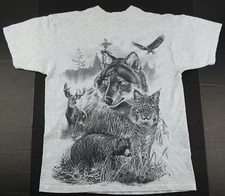Vintage SpringHill  Wildlife All Over Print Single Stitch T-Shirt Size Men's L
