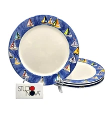 Studio Nova MAINSAIL Set/4 Dinner Plates MINT UNUSED Brushed Blue Ships