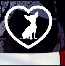 Chihuahua in heart car decal sticker pet bedroom mirror laptop