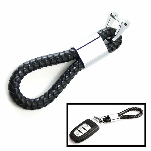 Black Universal Fits Car Key Fob Key Chain Braided Leather Strap Key