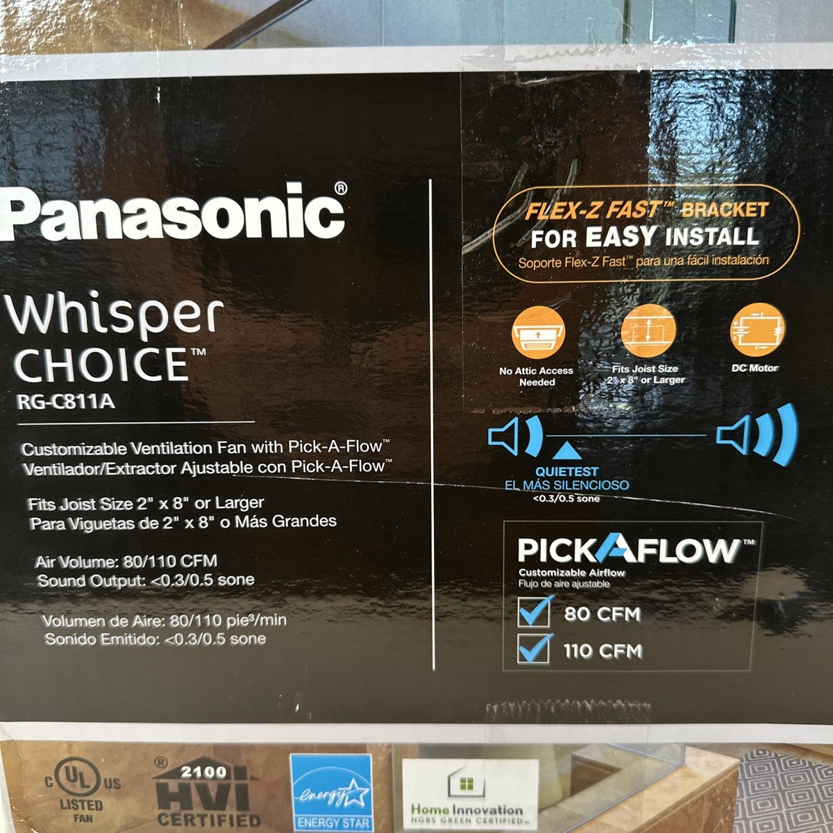 Panasonic Whisper Choice DC Pick-A-Flow 80/110 CFM Ceiling
