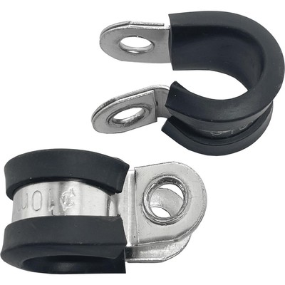 10x Colliers Serre-câble P-Clip Caoutchouc 8mm - Noir, Acier, Démontable, Marque Lumonic