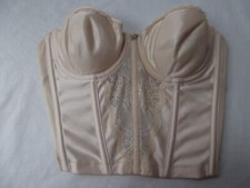 vtg frederick hollywood bra 32B longline underwire stay 5242 strapless lace Mint
