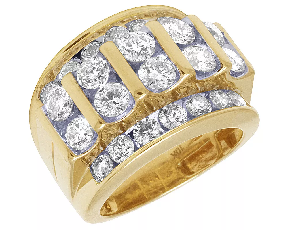 10K Yellow Gold Real Diamond Channel Set Mens Pinky Ring 5 1 2 CT