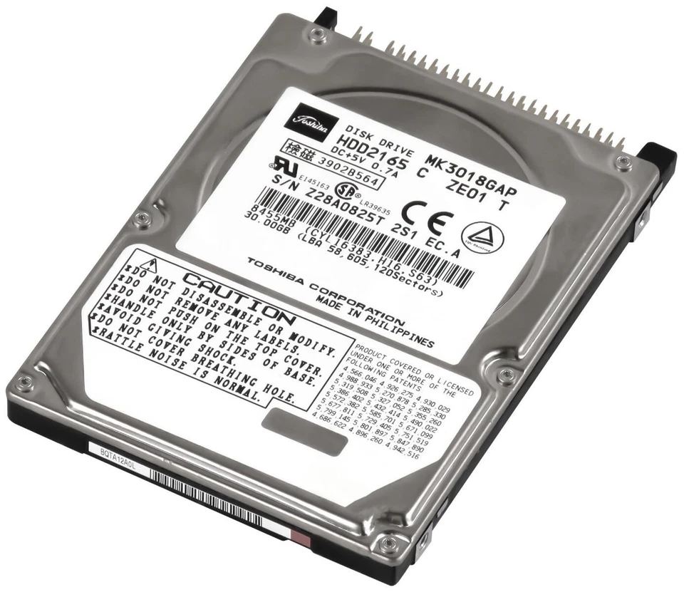 Hard Drive Toshiba 30GB MK3018GAP 4200RPM 2MB ATA / IDE HDD2165 2.5" Inch - Image 2 of 3
