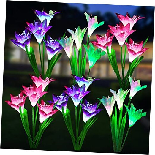 Solar Lights Outdoor Garden Decorative Flowers Pack, Waterproof Solar Garden 6