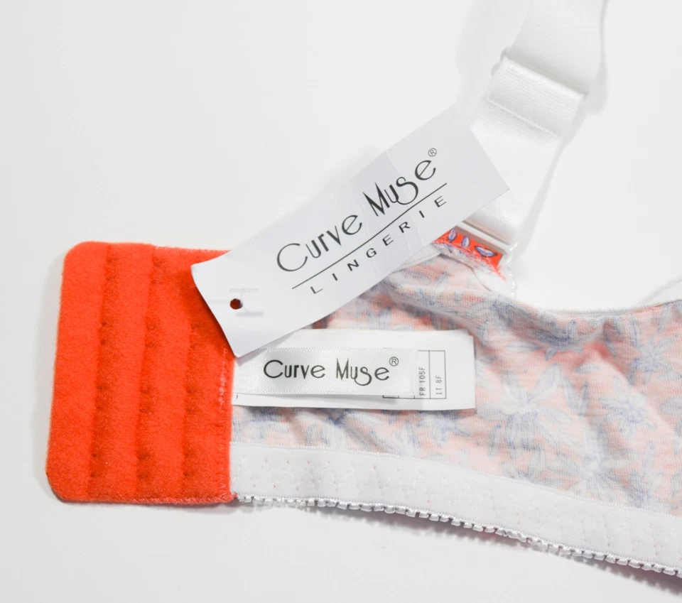 Nuevo con etiquetas Sujetador Curve Muse Naranja Púrpura Floral 100% Algodón Con Aros Talla 40DDD Foto 4 de 4