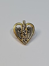 Jesus Lapel Pin Heart Shape Pewter Lettering Angels Emblems
