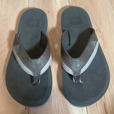 Reef Cushion Dawn Grey Leather Flip Flops EVA Rubber Outsole Sandals Size Mens 8 Amazon.com | Reef Cushion Dawn Men main image 2