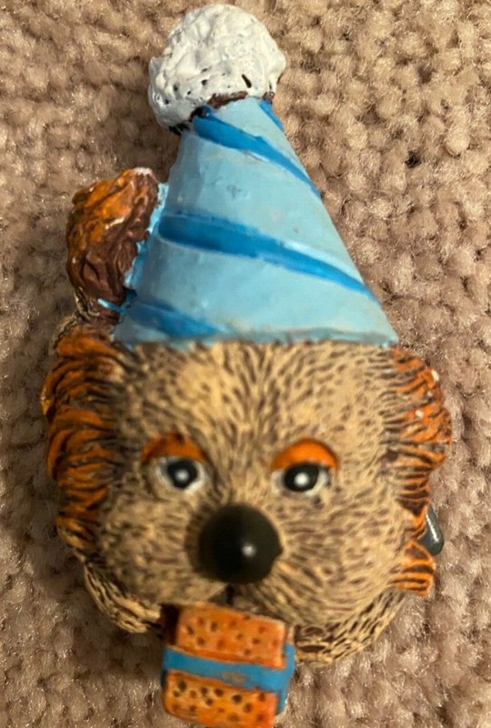 birthday dog refrigerator magnet measures about 3" x 2"