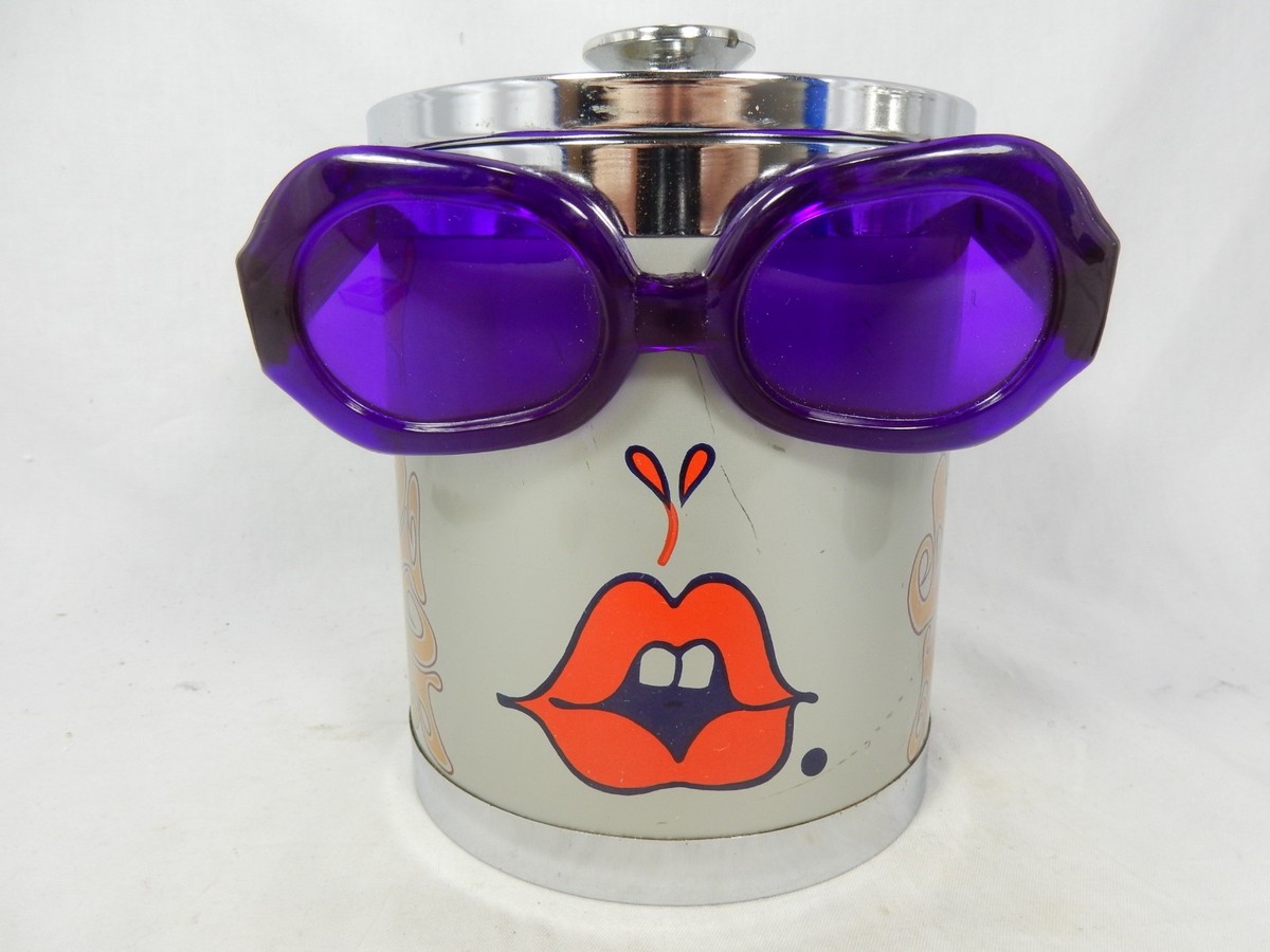 Rare Peter Max groovy 60's/70's ice bucket. Purple sunglasses