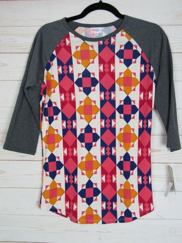 Lularoe Women's Randy Multi Color with Dark Gray Sleeves Top Size XS NWT