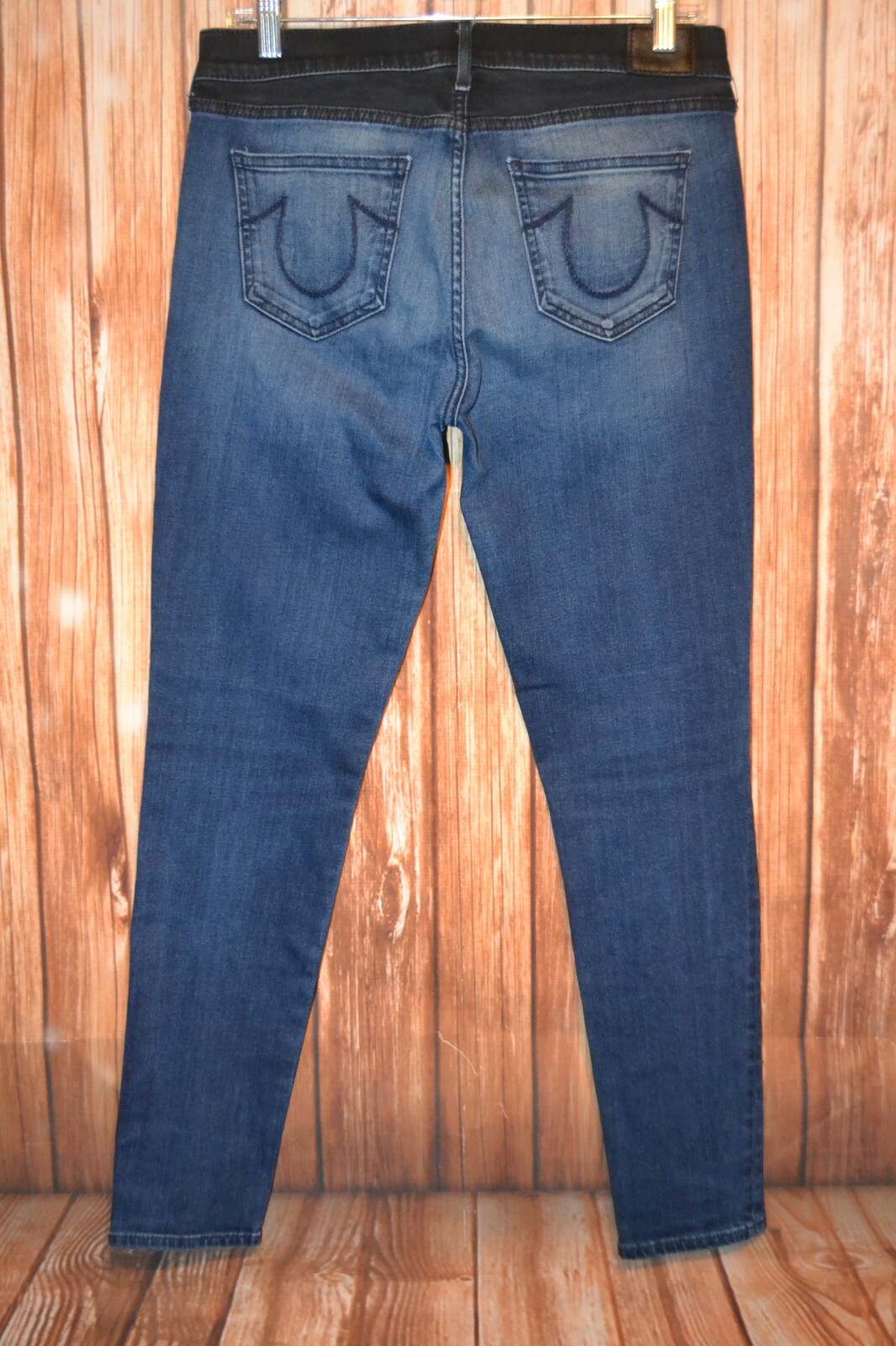 True Religion Women's Halle Mid Rise Super Skinny Dark Blue Denim Jeans Sz 32x29 thumbnail 6