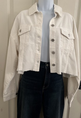 Forever 21 Corduroy Cropped Jacket Light Beige Button Up Women’s Size Large - Picture 3 of 7