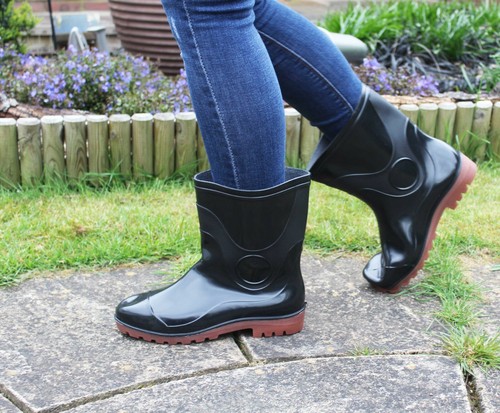 MENS WOMENS SHORT WIDE CALF WELLINGTON UNISEX RAIN BOOTS HALF WELLIES UK 4-12 - Picture 16 of 20