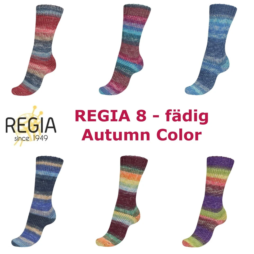 150g REGIA Autumn Color 8-fädig 8-fach - kuschlig warme Sockenwolle (59,67€/kg)