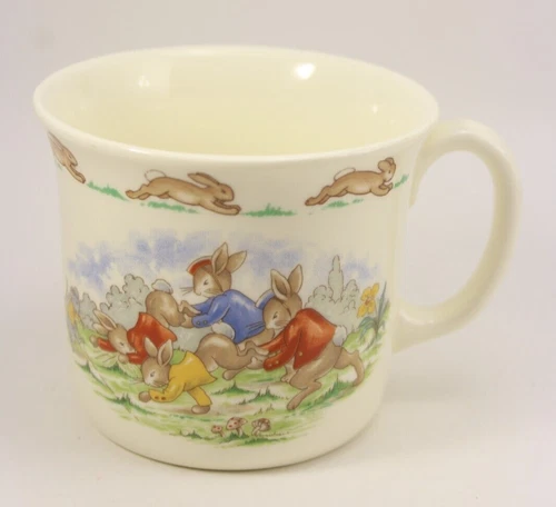 Vintage Royal Doulton Bunnykins Bone China Mug Wheelbarrow Race England