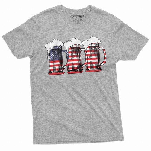 Men's USA Beer American Flag T-shirt Partying 4th of July Independence day Shirt - Picture 5 of 8