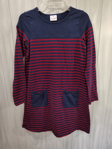 Hanna Andersson Classic Pocket Dress Navy Blue Res Stripe Long Sleeve