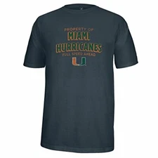 J America NCAA Miami Hurricanes Men's Property of Heathered Flex Tee, Charcoa...