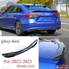 For New Honda Civic 2022 ABS Glossy black Rear Tail Trunk Spoiler Wing Lip Trim