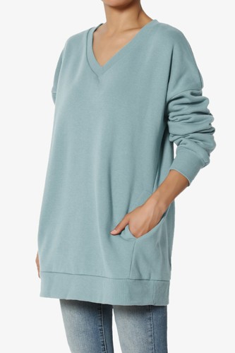 TheMogan S~3X Casual Cozy Oversized V-Neck Fleece Pullover Sweatshirts - Picture 82 of 229