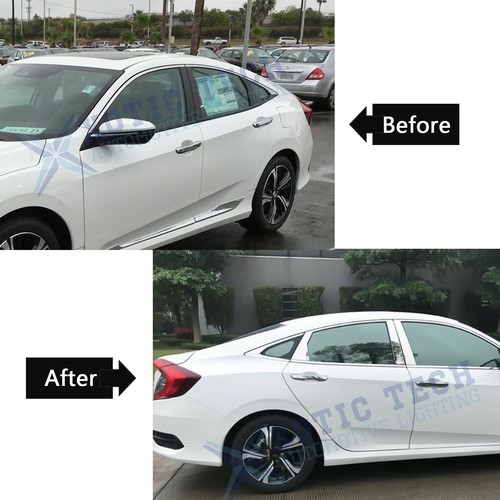 Stainless Steel Window Door Pillar Post Strip Cover For Civic 10th Gen 2016-2021 - Picture 6 of 12